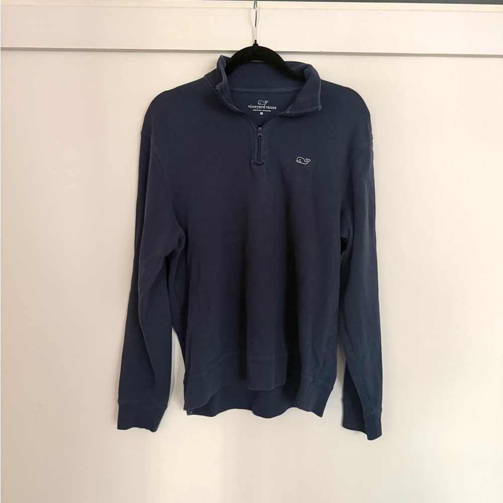 Vineyard Vines Navy Quarter-Zip Pullover with Whale Logo